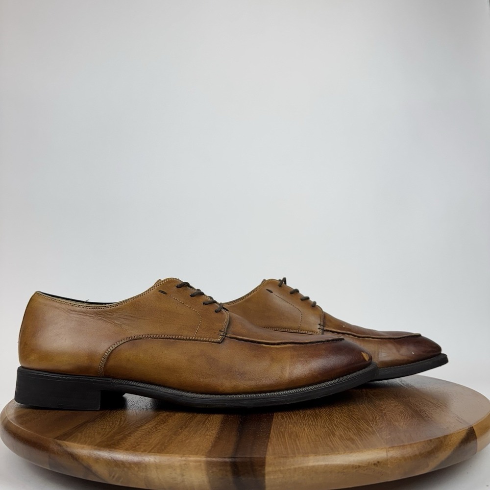 Mens Magnanni Flex Tan Leather Apron Toe Derby Dress Shoes Oxfords Size EU 44.5